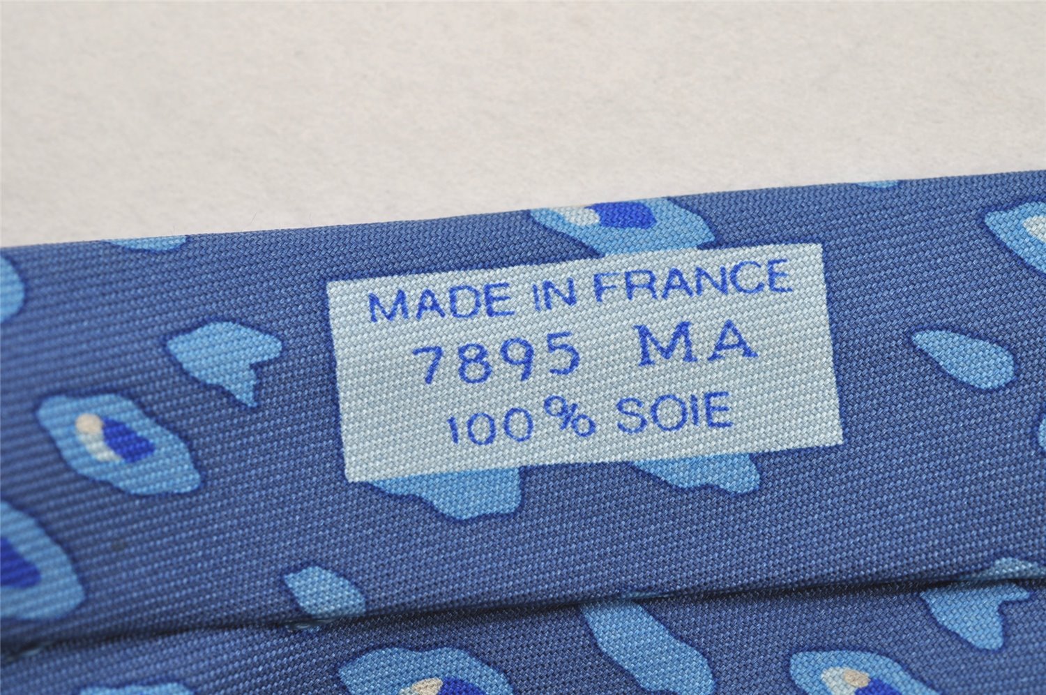 Authentic HERMES Vintage Tie Necktie Leopard Pattern Silk 7895MA Blue 1393I