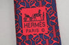 Authentic HERMES Tie Necktie Mors deux Chain Pattern Silk 7192UA Navy Red 1394I