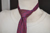 Authentic HERMES Tie Necktie Mors deux Chain Pattern Silk 7192UA Navy Red 1394I