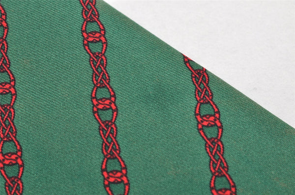 Authentic HERMES Vintage Tie Necktie Chain Pattern Silk 7129FA Green 1395I