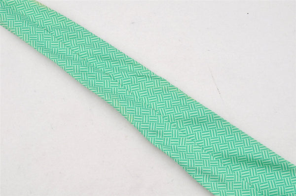 Authentic HERMES Vintage Tie Necktie Check Pattern Silk 5238SA Light Green 1396I