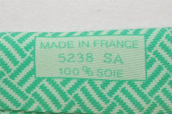 Authentic HERMES Vintage Tie Necktie Check Pattern Silk 5238SA Light Green 1396I
