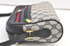 Authentic GUCCI Sherry Line Shoulder Cross Bag GG PVC Leather Navy Junk 1396K