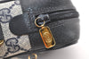 Authentic GUCCI Sherry Line Shoulder Cross Bag GG PVC Leather Navy Junk 1396K