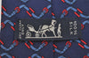 Authentic HERMES Vintage Tie Necktie Belt Pattern Silk 988SA Navy Blue 1397I