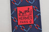 Authentic HERMES Vintage Tie Necktie Belt Pattern Silk 988SA Navy Blue 1397I