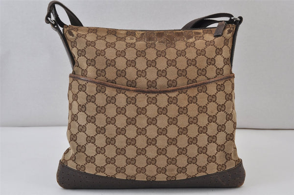 Authentic GUCCI Shoulder Cross Body Bag GG Canvas Leather 145857 Brown 1398K