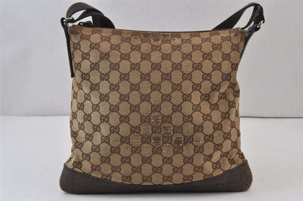 Authentic GUCCI Shoulder Cross Body Bag GG Canvas Leather 145857 Brown 1398K