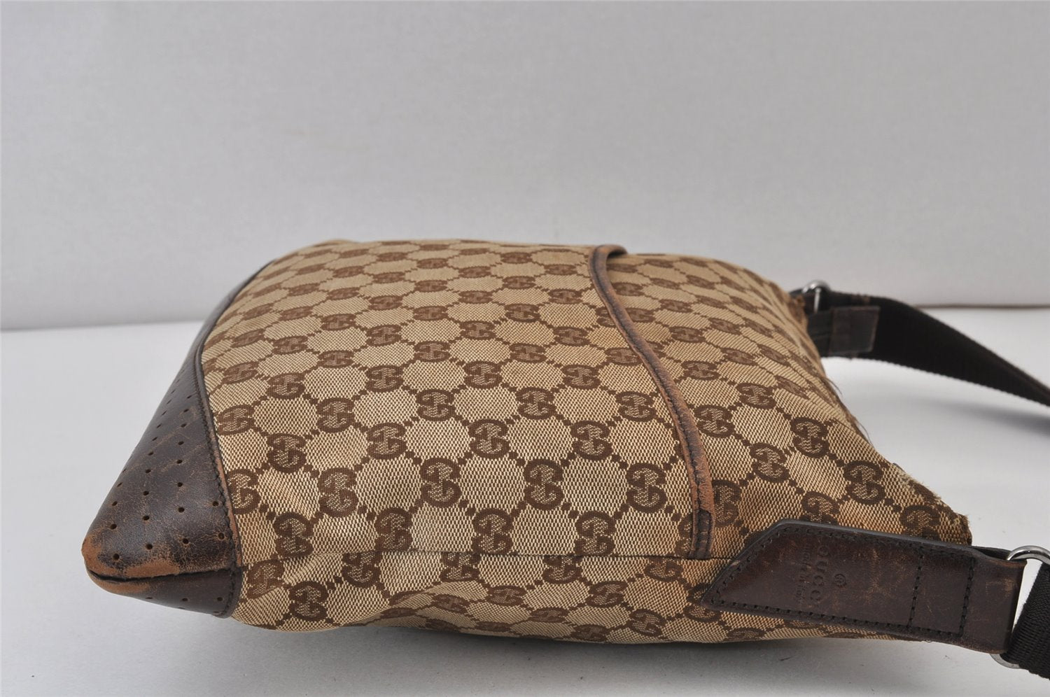 Authentic GUCCI Shoulder Cross Body Bag GG Canvas Leather 145857 Brown 1398K