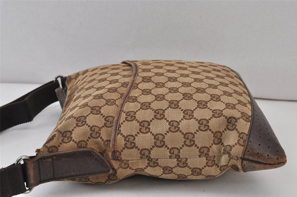 Authentic GUCCI Shoulder Cross Body Bag GG Canvas Leather 145857 Brown 1398K