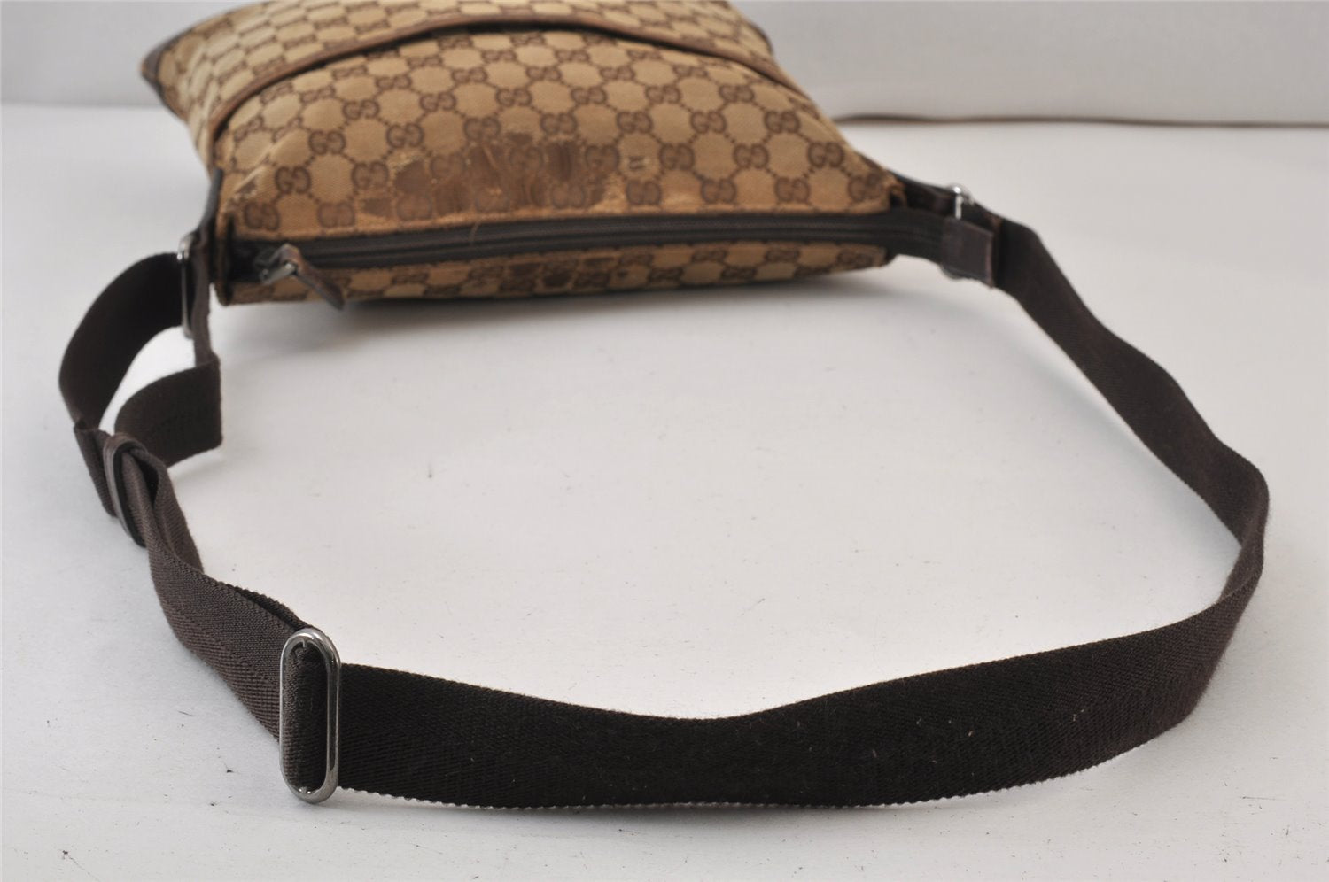 Authentic GUCCI Shoulder Cross Body Bag GG Canvas Leather 145857 Brown 1398K