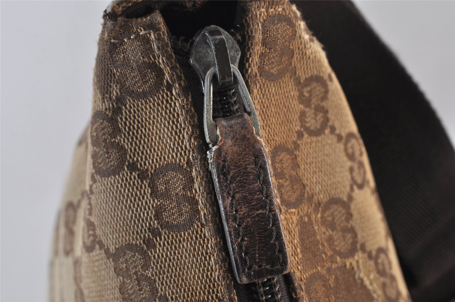 Authentic GUCCI Shoulder Cross Body Bag GG Canvas Leather 145857 Brown 1398K