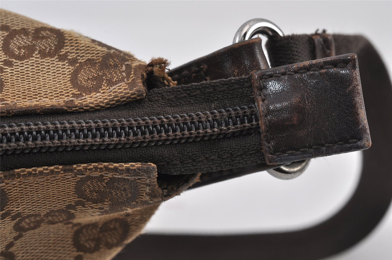 Authentic GUCCI Shoulder Cross Body Bag GG Canvas Leather 145857 Brown 1398K