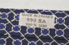 Authentic HERMES Vintage Tie Necktie Chain Pattern Silk 990SA Navy Blue 1399I