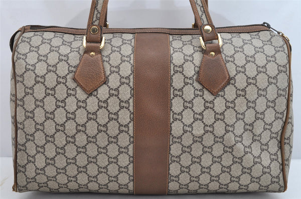 Authentic GUCCI Vintage GG Plus Hand Boston Bag GG PVC Leather Brown Junk 1399K
