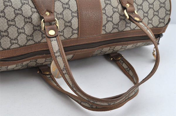 Authentic GUCCI Vintage GG Plus Hand Boston Bag GG PVC Leather Brown Junk 1399K