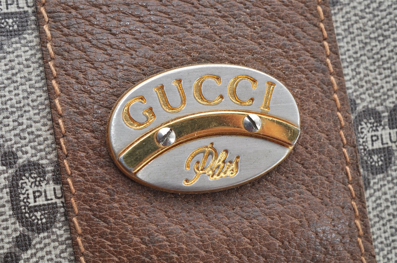 Authentic GUCCI Vintage GG Plus Hand Boston Bag GG PVC Leather Brown Junk 1399K