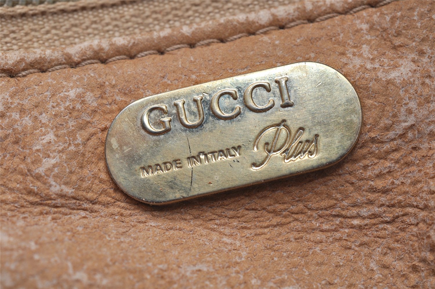 Authentic GUCCI Vintage GG Plus Hand Boston Bag GG PVC Leather Brown Junk 1399K