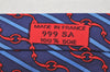 Authentic HERMES Vintage Tie Necktie Chain Pattern Silk 999SA Navy Blue 1400I