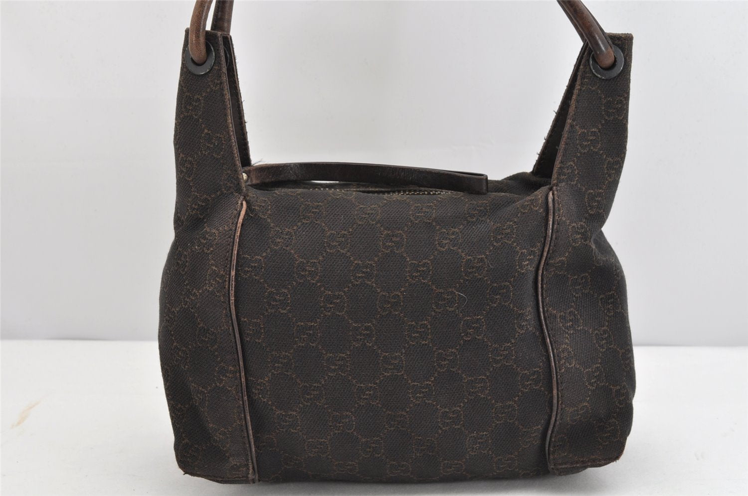 Authentic GUCCI Shoulder Hand Bag Purse GG Canvas Leather 101333 Brown 1400K