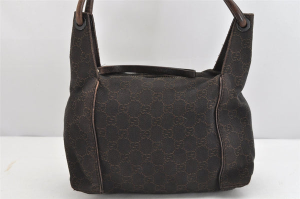 Authentic GUCCI Shoulder Hand Bag Purse GG Canvas Leather 101333 Brown 1400K