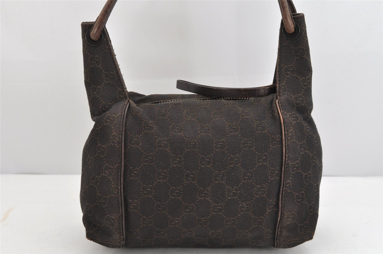 Authentic GUCCI Shoulder Hand Bag Purse GG Canvas Leather 101333 Brown 1400K