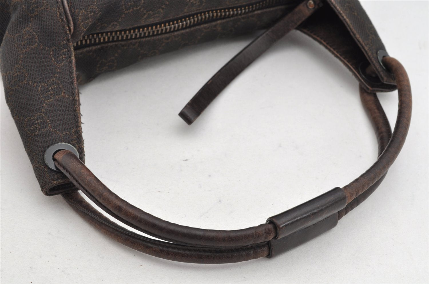 Authentic GUCCI Shoulder Hand Bag Purse GG Canvas Leather 101333 Brown 1400K
