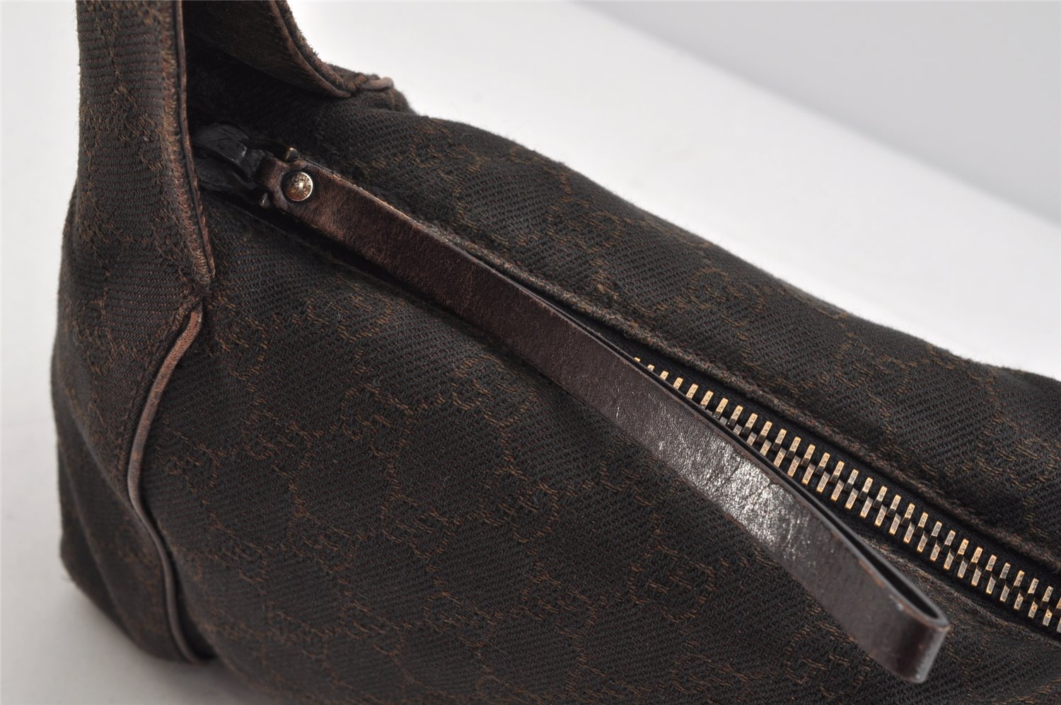Authentic GUCCI Shoulder Hand Bag Purse GG Canvas Leather 101333 Brown 1400K