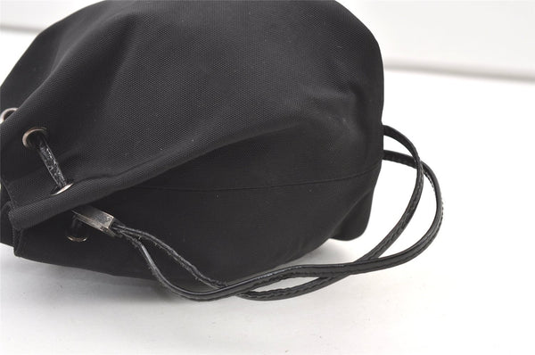 Authentic GUCCI Drawstring Hand Bag Purse Nylon Enamel Black 1401K
