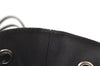 Authentic GUCCI Drawstring Hand Bag Purse Nylon Enamel Black 1401K