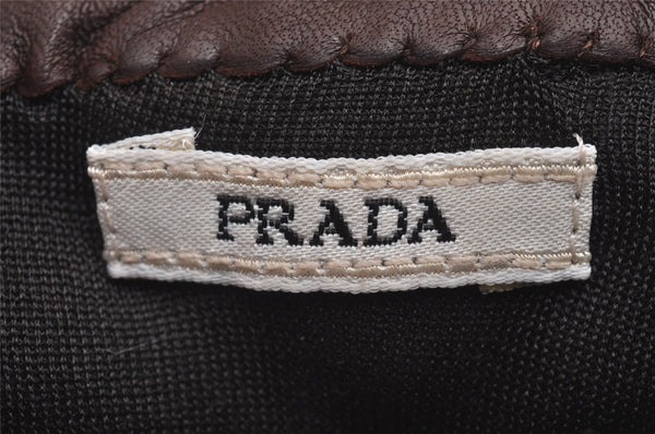 Authentic PRADA Vintage Leather Nappa Glove Size 7 Brown Box 1402I