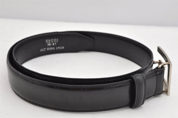 Authentic GUCCI Vintage Belt Leather Size 70cm 27.6" Black 1402K