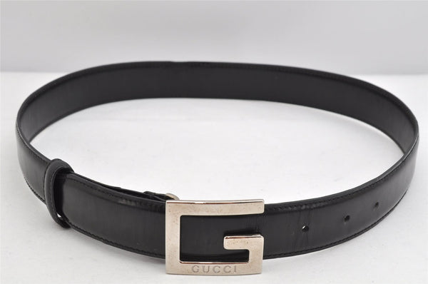Authentic GUCCI Vintage Belt Leather Size 70cm 27.6" Black 1402K
