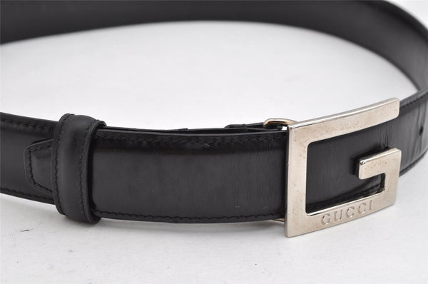 Authentic GUCCI Vintage Belt Leather Size 70cm 27.6" Black 1402K