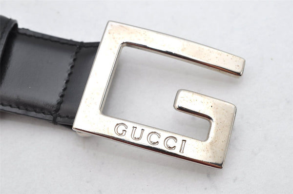 Authentic GUCCI Vintage Belt Leather Size 70cm 27.6" Black 1402K