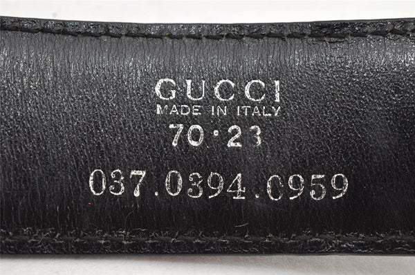 Authentic GUCCI Vintage Belt Leather Size 70cm 27.6" Black 1402K