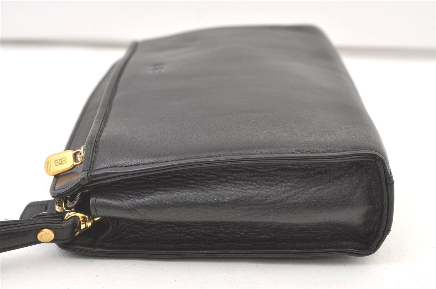 Authentic BALENCIAGA Vintage Clutch Hand Bag Purse Leather Black 1404K