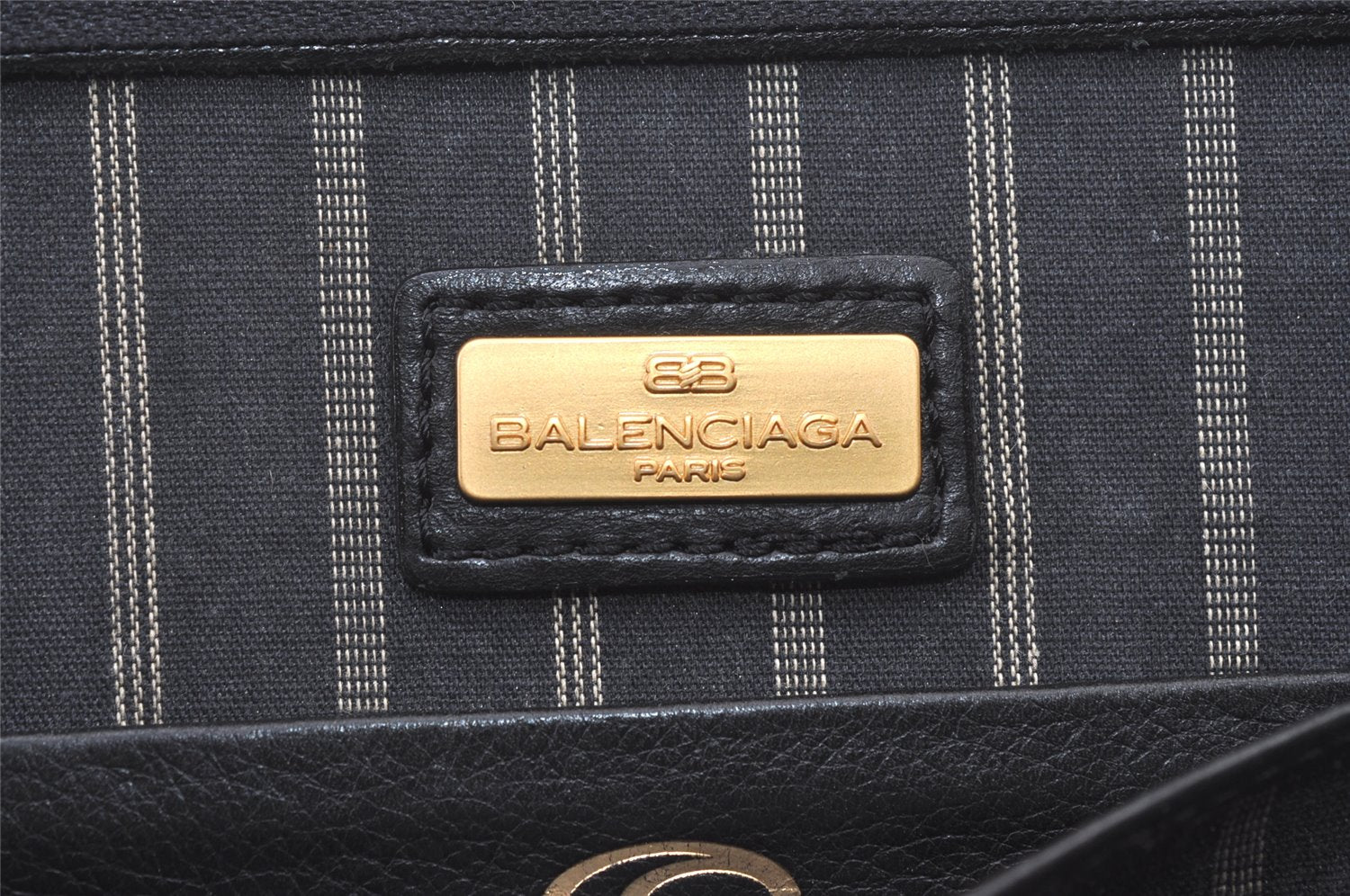 Authentic BALENCIAGA Vintage Clutch Hand Bag Purse Leather Black 1404K