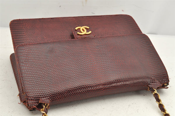 Authentic CHANEL Vintage Leather CoCo Mark Shoulder Bag Purse Bordeaux Red 1405K