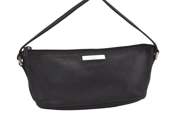 Authentic GUCCI Vintage Hand Bag Pouch Purse Leather 0391103 Black 1406I