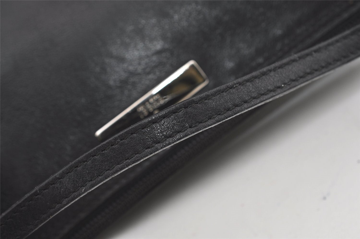 Authentic GUCCI Vintage Hand Bag Pouch Purse Leather 0391103 Black 1406I