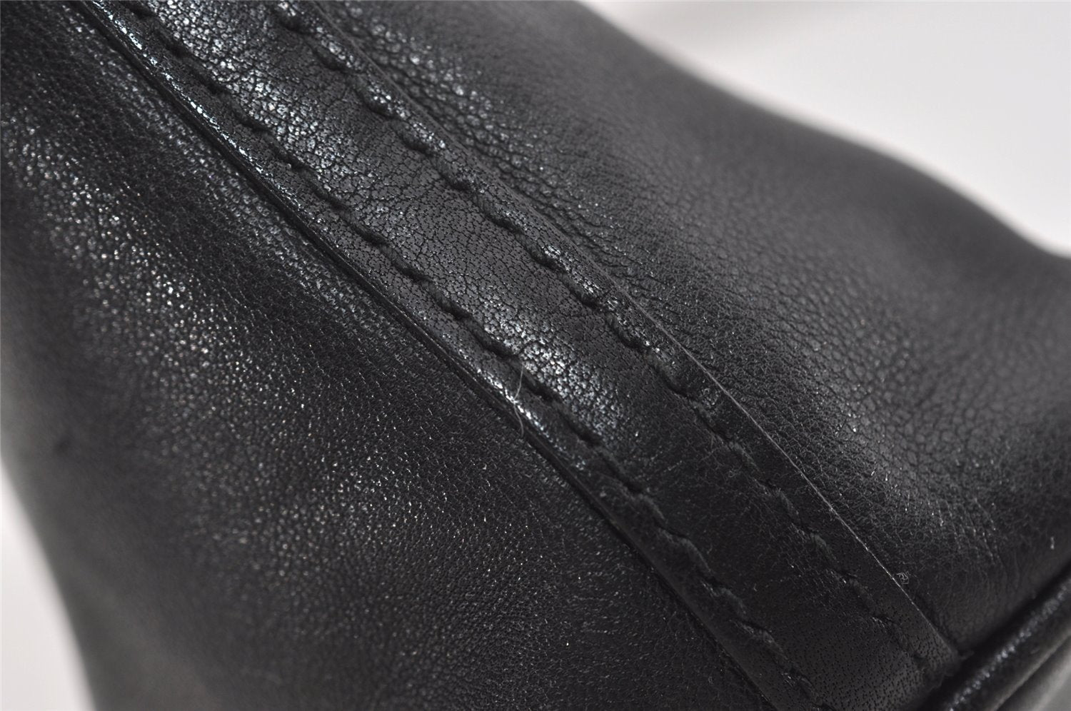 Authentic GUCCI Vintage Hand Bag Pouch Purse Leather 0391103 Black 1406I