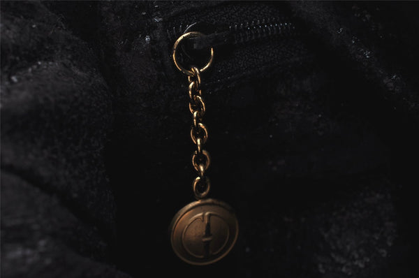 Authentic GUCCI Bamboo 2Way Shoulder Tote Bag Suede Leather Black Junk 1409I