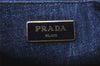 Authentic PRADA Vintage DENIM Canapa M 2Way Shoulder Hand Bag B2642B Blue 1412I