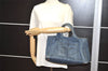 Authentic PRADA Vintage DENIM Canapa M 2Way Shoulder Hand Bag B2642B Blue 1412I