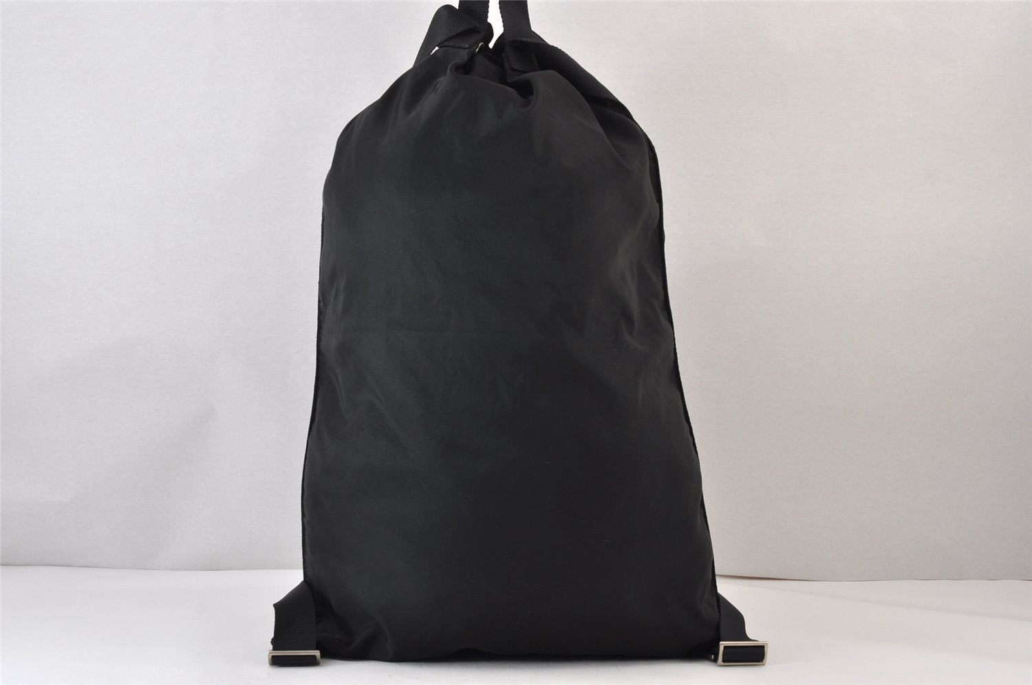 Authentic PRADA Vintage Nylon Leather Drawstring Backpack Black 1413K