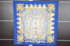 Authentic HERMES Carre 90 Scarf "HONI SOIT QUI MAL Y PENSE" Silk Blue 1415I