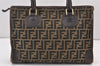 Authentic FENDI Vintage Zucca Hand Tote Bag Canvas Leather Brown 1416K