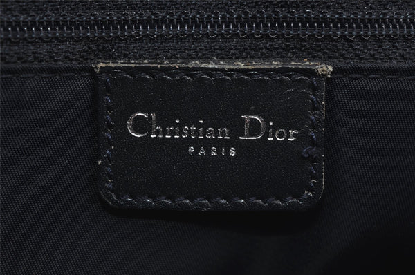 Authentic Christian Dior Trotter Hand Bag Canvas Leather Navy Blue 1417I