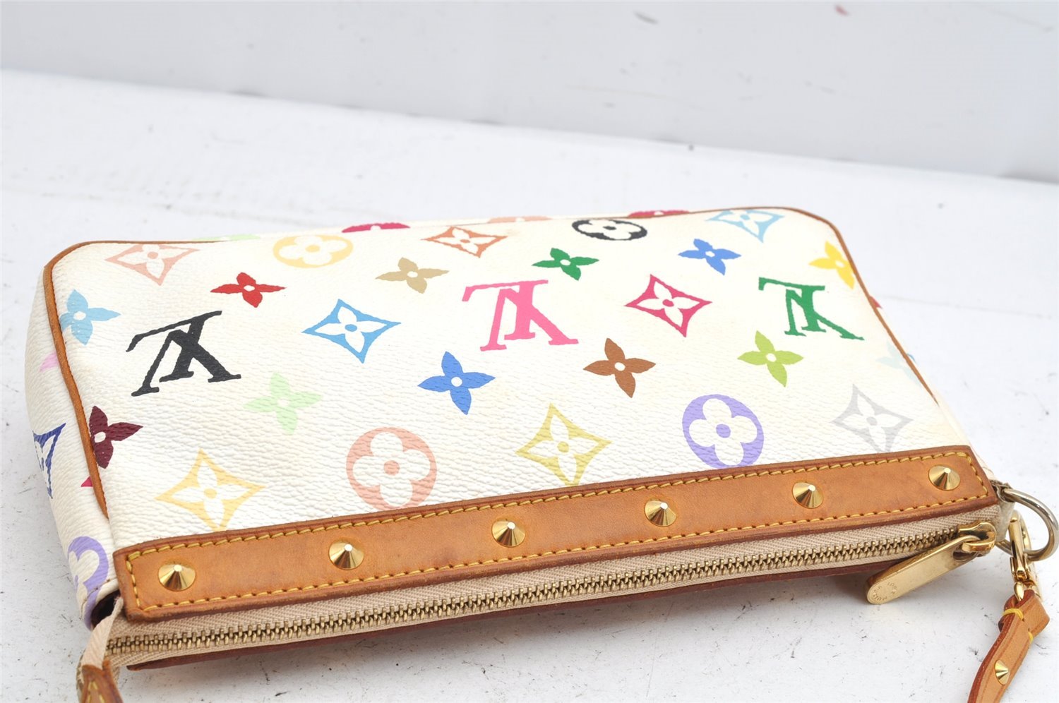 Louis Vuitton Monogram Multicolor Pochette Accessoires Pouch M92649 White 1417K